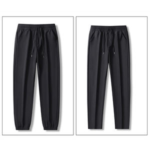 Pantalon décontracté homme en soie glacée haute élasticité, couleur unie, coupe droite, respirant, nouveau modèle été, avec logo personnalisé - Product Image 5