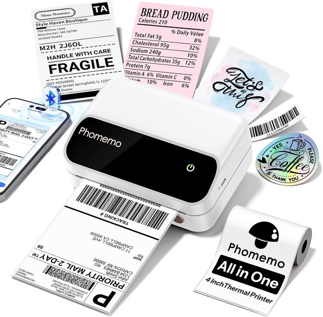 Phomemo Thermal Label Printer M420 Bluetooth 4x6Shipping Label Printer for Small Business Portable Wireless for Shipping Barcode