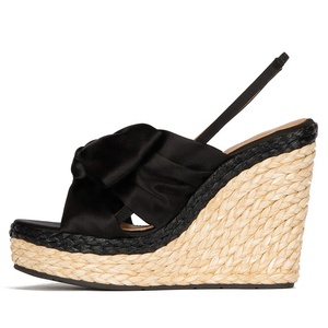Sandales compensées à bride nouée pour femmes, talons compensés, espadrilles, chaussures compensées à plateforme - Product Image 5