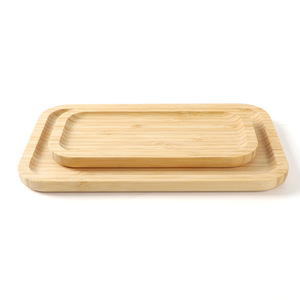 Ensemble de plateaux rectangulaires en deux parties, plateau décoratif en bambou de style nordique minimaliste, décoration intérieure, certification transfrontalière. - Product Image 1
