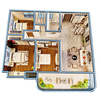 Architecture miniature moderne personnalisée Modèle de scène d'intérieur 3D Modèle réduit de bâtiment moderne en plastique pour la conception d'appartement et de villa