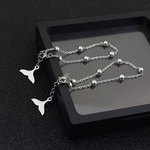 Hot Selling Simple Popular Design Dolphin Tail Pendant Bracelet Titanium Steel Silver Plated Men's Bracelets <b>Fashion</b> Jewelry - Product Image 2