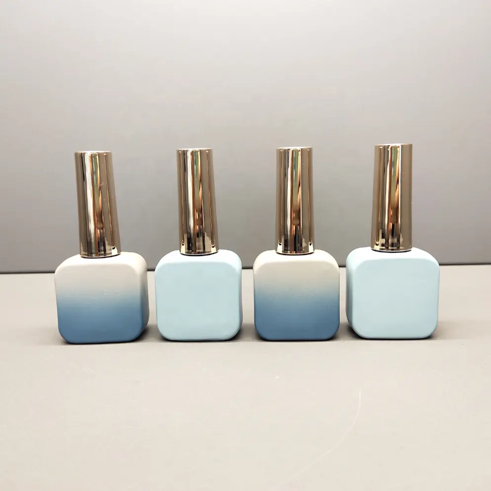 5ml 10ml square shape matte color empty nail polish glass bottle with brush