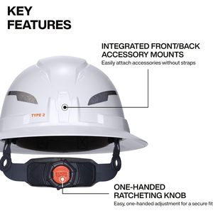 Casque de sécurité Klein Tools Type 2 blanc non ventilé à bord large Classe E avec sangle de menton et suspension à 6 points - Product Image 2