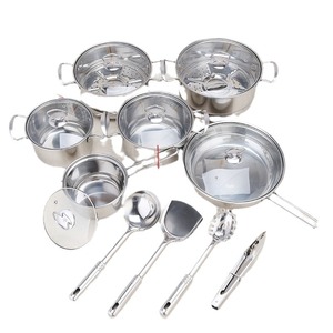 Ensemble de casseroles en acier inoxydable 10 pièces avec couvercles en verre, induction, pour cuisiner des ragoûts, des soupes, des casseroles, des poêles avec ustensiles - Product Image 5