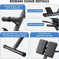 Chaise romaine pliable pour extensions dorsales, banc d'extension dorsale à 5 niveaux d'inclinaison réglable, banc d'extension dorsale pour exercices abdominaux/fessiers