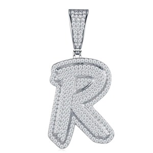 <span class=keywords><strong>Collana</strong></span> con Pendente Personalizzato Hip Hop <span class=keywords><strong>Lettera</strong></span> <span class=keywords><strong>C</strong></span> VVS Moissanite, Argento 925 Placcato Platino, Stile Iced Out Cuban Link, Gioielleria Fine - Product Image 5