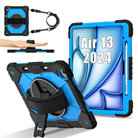 WESOROL Ağır Hizmet Tipi iPad Air 13" M3 2025 M2 2024 Kılıfı, Kalem Tutucu, 360 Derece Dönebilen Stand, Omuz Askısı, Siyah Mavi, OEM ODM