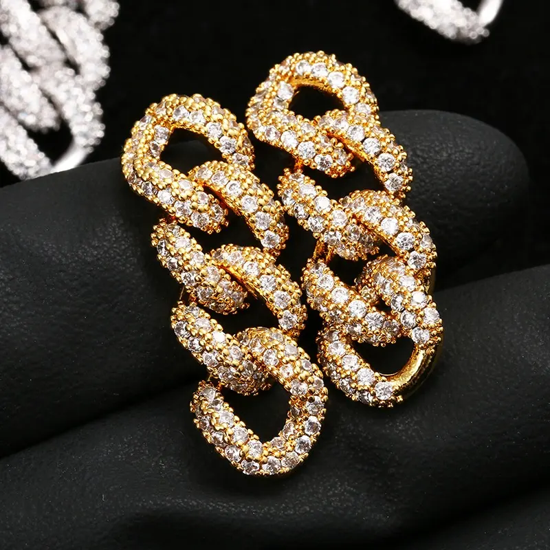 Hip Hop 925 Sterling Silver Dangle Earrings Inlaid Cubic Zirconia Long Wedding Earrings For Women
