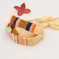 Go2Boho Bracelet tissé à la main à motif de pompon Bijoux tressés en tissu pour femmes et hommes Cadeau de mariage-Amitié Pulseras