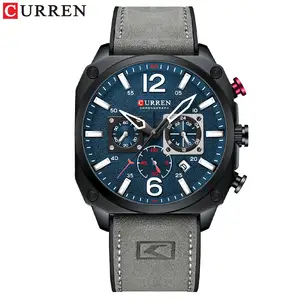 Curren 8398 A Listagem Do Novo Relógios De Quartzo Para Homens Design De Luxo À Prova D' Água Fábrica Masculina Relógio Pulseira De Couro Genuíno à venda