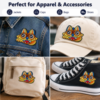 Patch brodé OEM personnalisé en forme de créature de dessin animé colorée, applique brodée pour vestes, vêtements, sacs, chapeaux