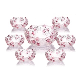 ชุดชามแก้วตกแต่งลา<span class=keywords><strong>ย</strong></span>ดอกไม้<span class=keywords><strong>สีชมพู</strong></span> 7 ชิ้น สำหรับใส่ไอศกรีมหรือผลไม้ เหมาะสำหรับใช้ในครอบครัว - Product Image 2
