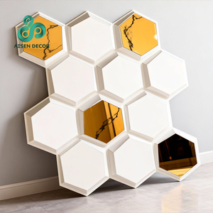 AISEN DECOR Décoration d'intérieur 2025 Nouveaux panneaux muraux légers imperméables en PVC doré 3D effet miroir - Product Image 5