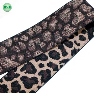 4 см широкий Леопардовый дизайн жаккардовая эластичная лента трикотажная лента из полиэстера и спандекса