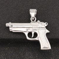 Vente en gros de bijoux en diamant en acier inoxydable plaqué or 18 carats TikTok Pendentif Offre Spéciale arme pistolet Style de mode Pack unique inclus