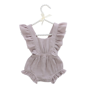 Monos de Algodón de Gasa a la Moda para Bebés Recién Nacidos, Ropa Linda para Bebés, Monos con Mangas de Pétalo para Niñas - Product Image 4