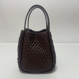 Sac panier en PU de haute qualité, tissé à la main, pour femmes, écologique, imperméable, avec deux sangles, fermeture éclair, sac à main portable - Product Image 2