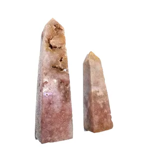 Wholesale Natural rock quartz Pink Amethyst Wand High Quality shining Pink Amethyst tower for decoration crafts