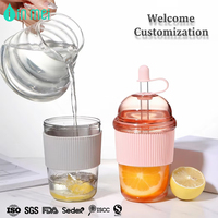 Gobelet à café glacé et jus en plastique transparent à paroi simple de 14 mm, sans BPA, écologique, recyclable, anti-fuite, design classique, avec bec verseur