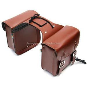 Sac de transport rétro imperméable en cuir PU pour <span class=keywords><strong>sacoche</strong></span> latérale Sac d'équipement de cyclisme Sac de transport multifonctionnel pour siège arrière et coffre - Product Image 1
