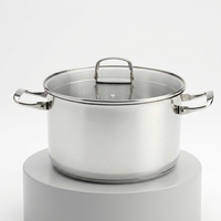 Casserole en acier inoxydable à induction avec couvercle en verre trempé, poignée pliable pour la cuisine à domicile