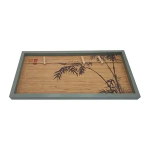 新设计印花定制竹底木质相框，用于带夹子的照片