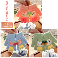 Gants pour bébé en tricot jacquard coloré, chauds et respirants, en coton/spandex, épais, à doigts entiers, motif lapin prune, pour usage quotidien