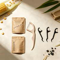 Fil dentaire biodégradable sans plastique en paille de maïs OEM, saveur menthe, haleine rafraîchissante, compostable