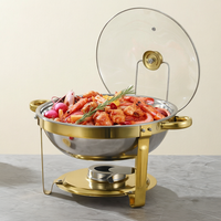 Matériel de restauration professionnel : Réchaud de buffet de luxe rond 4,5 L avec support de couvercle pour événements