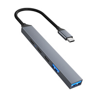Hub Multifungsi Aluminium Alloy dengan Slot Kartu Multi USB 3.0 Tipe-C, Docking Station Lima dalam Satu, Pengisian Cepat PD 100W, OEM CN