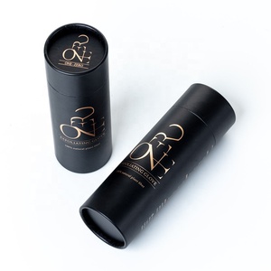 Sang trọng màu đen ống giấy bao bì Nước hoa hộp tròn mỹ phẩm bao bì ống xi lanh hộp quà tặng hình trụ ống giấy cho lation - Product Image 1