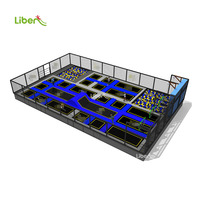 Parque infantil para interior, gran trampolín para Parque, equipo de parque de trampolín Rectangular para exteriores, configuración completa interior con techo a la venta