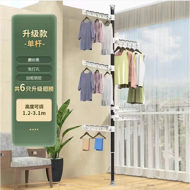 Noir mat - Ailes 6 fois pliées, 1,1-3,1 mètres