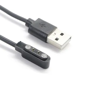 Pitch-conector magnético Pogo de 2,38mm, A macho A USB 2 pines, Cable USB de carga rápida