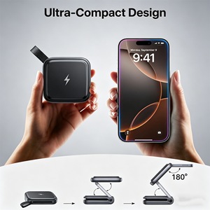 <span class=keywords><strong>Chargeur</strong></span> sans fil 3-<span class=keywords><strong>en</strong></span>-1 portable haut de gamme, léger et réglable, 15W à charge rapide, certifié et tendance, pour Phone 15 Pro Max - Product Image 3
