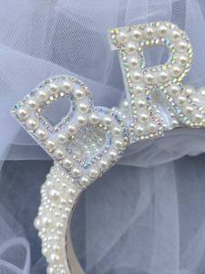 Bride to Be Bridal Gift <strong>Hen</strong> <strong>Party</strong> Bride <strong>Headband</strong> with Veil - Product Image 3