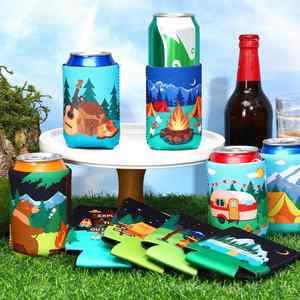 Manchon isotherme universel personnalisé en néoprène souple et pliable pour canette de bière, avec poignée, support de canette par sublimation, pour canettes de 12 oz - Product Image 2