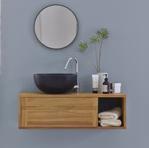 Wall hung bathroom vanity units with stone basin