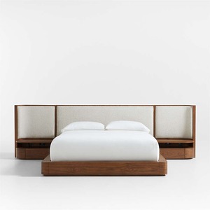 Muebles de Dormitorio, Cama King Size Tapizada en Madera Maciza con Chapa de Nogal y Mesitas de Noche OID-1117- CM, Cama King Size de Madera de Roble OID-1117- C - Product Image 1