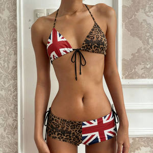 Conjunto de Bikini de Dos Piezas con Tejido de Punto con Rayas de Leopardo Y2K, por Encima de la Rodilla, Color Block, Talle Bajo, Ropa de Playa - Product Image 6