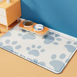 Pet Feeding Mat Microfiber Washable Dog Mat For Food And Water Bowl-No Stains Quick Dry Dog Water Dispenser Mat