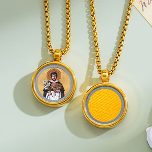 지브럭 스테인리스 스틸 레진 성 도미닉 정교회 아이콘 펜던트 18K 금도금 맞춤형 강아지 토치 묵주 천주교 종교 용품 - Product Image 2