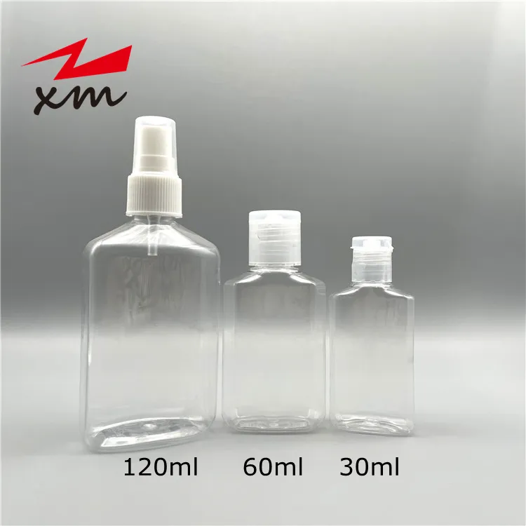 Transparente alta qualidade PET plástico 50ml flip top cap garrafa embalagem hdpe shampoo flip top garrafa shampoo garrafas