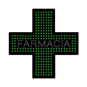 CE RoHS indoor 48X48cm acrylic glowing led farmacia sign Pharmacy Cross Display for Spanish country