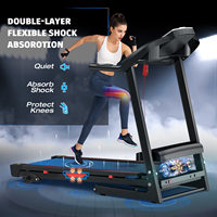 Caminadora Plegable Multifuncional con Pantalla LCD, Altavoces Integrados, Teclas de Velocidad, Programas, Sensor de Ritmo Cardíaco, Pasamanos y Llave de Seguridad Eléctrica