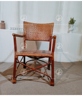 Fauteuil en rotin naturel tissé à la main avec coussin, chaise de salle à manger côtière, mobilier d'appoint bohème pour l'Australie semi-extérieur, café