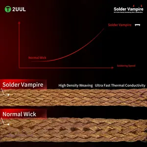 2UUL DW15 Mèche à dessouder 10 rouleaux/boîte 2015 pour la réparation de cartes de circuits imprimés de téléphones mobiles, outil de dessoudage, mèche à dessouder - Product Image 4