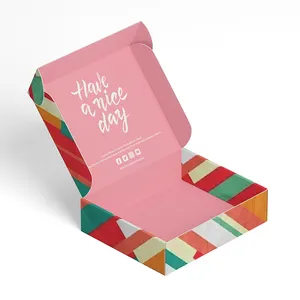 Caja de lujo para envío de joyas, embalaje con impresión personalizada, corrugada, rosa, novedad