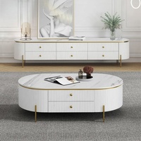 Ensemble de meuble TV et table basse en bois moderne de luxe pour salon, appartement, hôtel